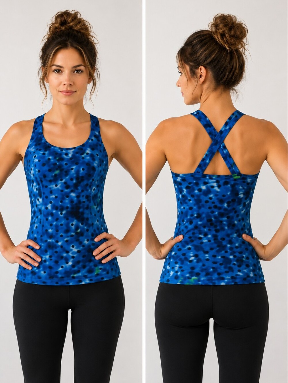 𝅺Lululemon Kanto Catch Me Tank Top Sz 2 Windy Blooms Sapphire Blue NEW